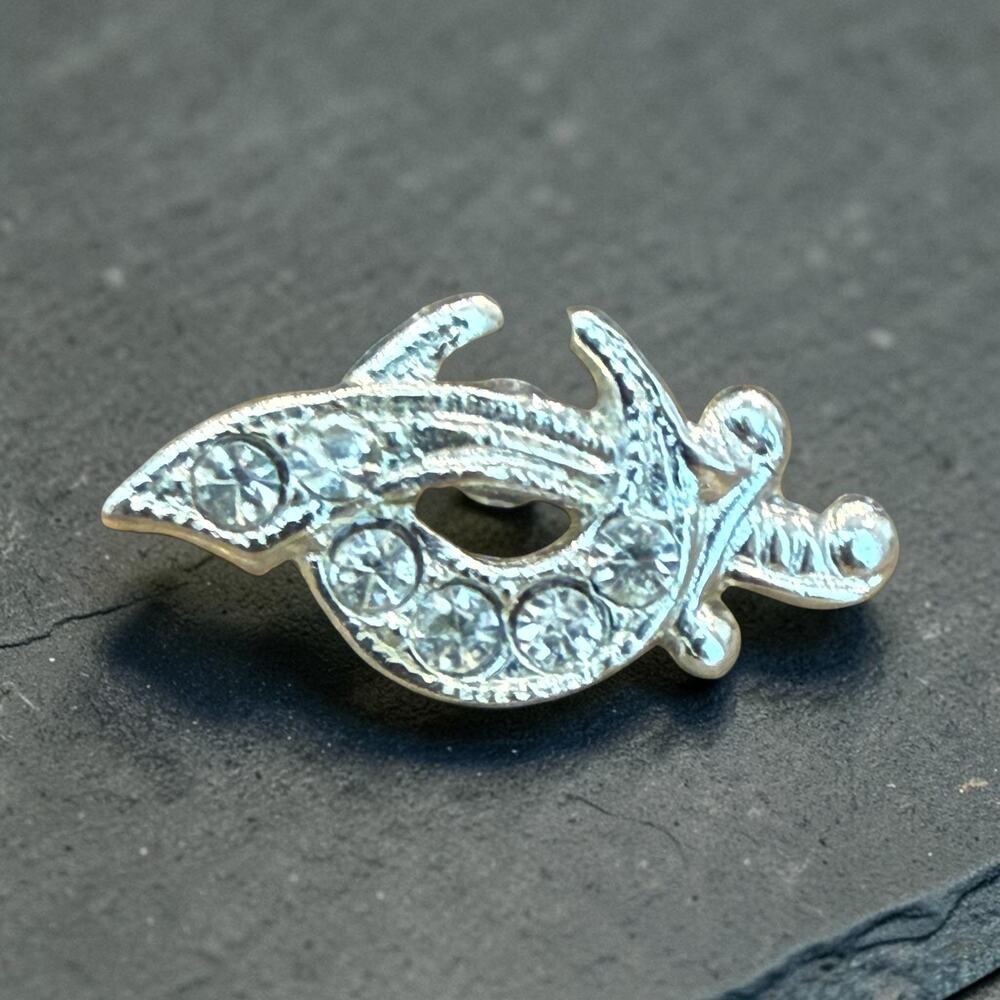 Vintage Sterling Freemason Masonic Shriner Logo Scimitar Crescent Lapel Pin